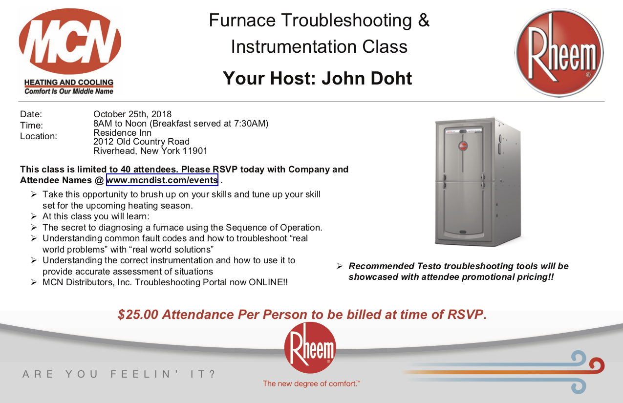 Furnace Troubleshooting Class Flyer